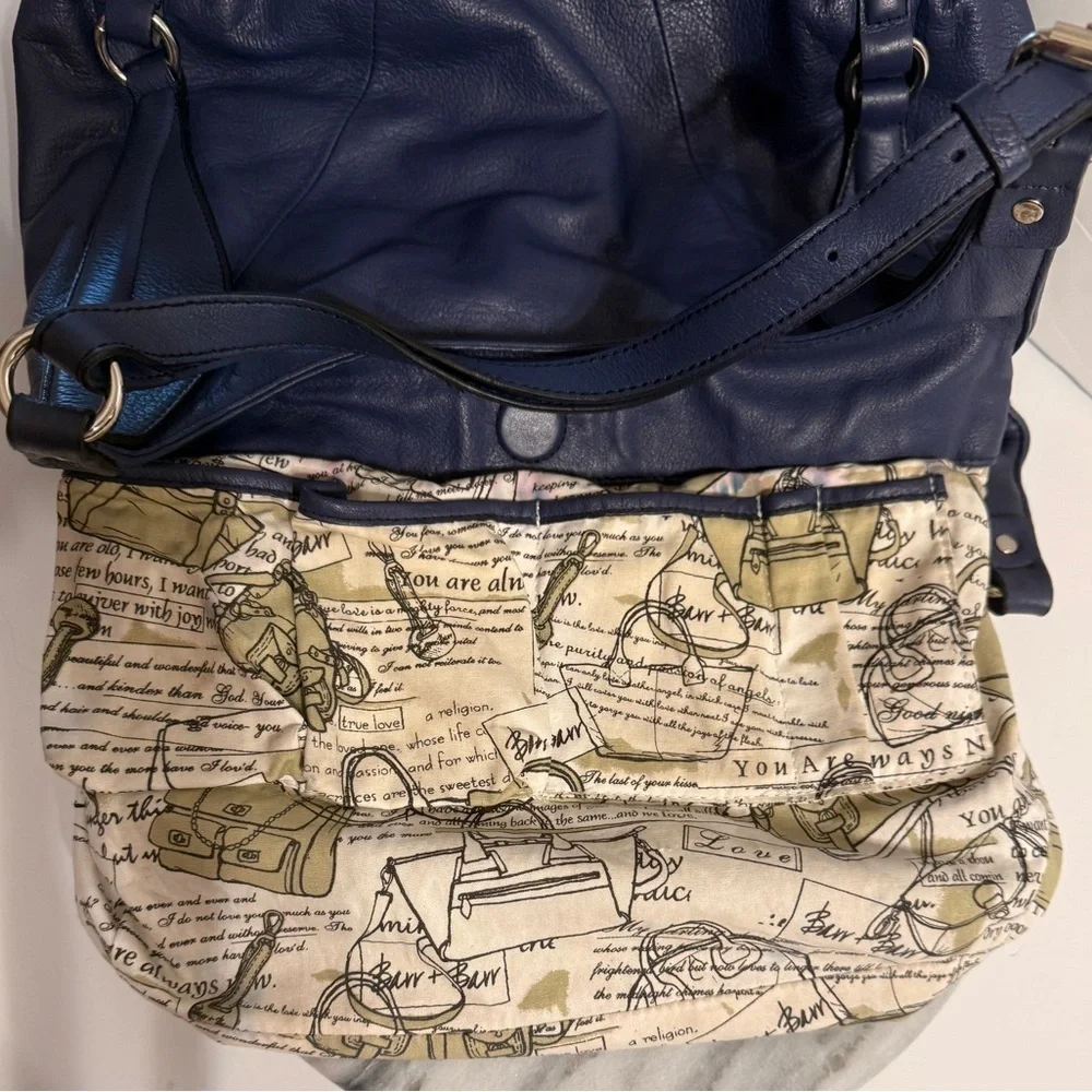 Barr & Barr New York Hobo Blue Shoulder Bag Leather Silver Hardware